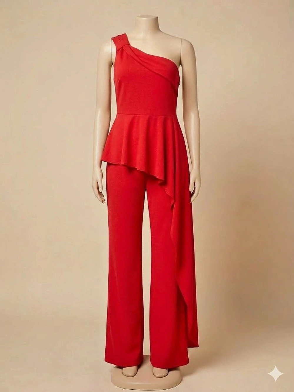 NWT- NY&C Red One-Shoulder Wide-Leg Jumpsuit XL
